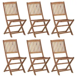 vidaXL 6x Akazienholz Massiv Gartenstuhl Klappbar Gartenstühle Klappstuhl Klappstühle Stühle Stuhl Essstuhl Gartenmöbel Terrasse Balkon