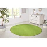 HANSE HOME Teppich rund, 8,5 mm Höhe, Kurzflor, Unifarben, Teppich, Weich, Esszimmer, Kinderzimmer, Flur, grün