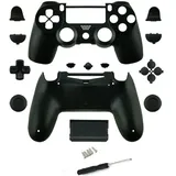 Ersatz Full Gehäuse Shell Schutzhülle mit-Mod Kit für PS4 Pro Slim für Sony Playstation 4 Dualshock 4 PS4 Slim Pro Wireless Controller, Schwarz