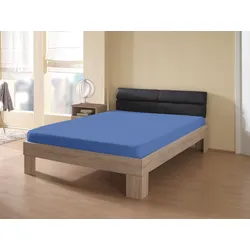 Spannbettlaken KUM "Interlock-Jersey Spannbetttuch", blau, B:140-160cm L:200cm, Interlock-Jersey, Obermaterial: 100% Polyester, Laken, Interlock-Jersey Spannbetttuch