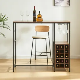 [en.casa] Bartisch Trøndelag 120x40x105 cm mit Weinregal für 15 Flaschen