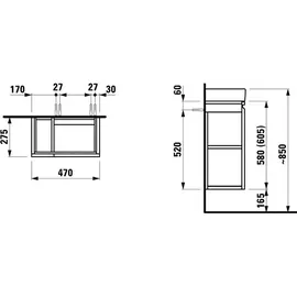Laufen Waschtischunterschrank 1 Tür 47 x 58 x 27,5 cm Grau