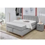 Boxspringbett hellgrau Feinstruktur Liegefläche B/L: ca. 140x200 cm - hellgrau