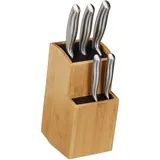 Relaxdays Messerblock Bambus, Messerständer mit Borsten, universal, Messerhalter unbestückt, HBT 25,5x11,5x18 cm, natur