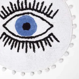 Homescapes Badematte Eye See You Weiß Ø 60 cm
