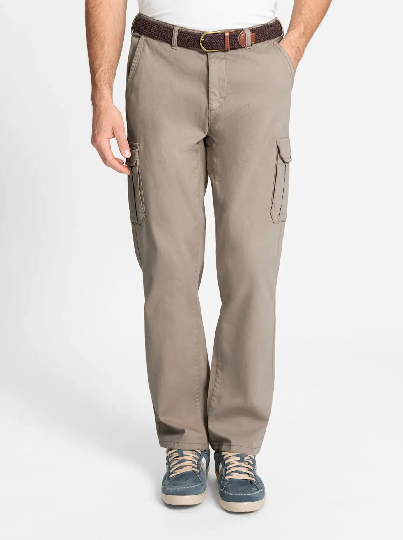 Cargohose CATAMARAN, Herren, Gr. 24, Normalgrößen, beige (sesam), 98% Baumwolle, 2% Elasthan, unifarben, Hosen Cargohose