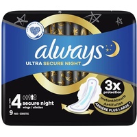 Always - Secure Night Damenbinde mit Flügeln - 9 Stücke
