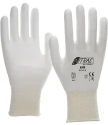 NITRAS Schnittschutzhandschuhe, PU weiß 6300-XXL , 1 Karton = 100 Paar, Größe XXL (10)