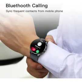 krostming Smartwatch Damen Herren mit Telefonfunktion Rund 360 * 360 Auflösung IP67 Wasserdicht Herzfrequenz SpO2 Blutdruckmessung 20 Sportmodi APP Android IOS - Schwarz