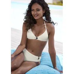 Triangel-Bikini JETTE, Damen, Gr. 42, Cup C/D, weiß, Microfaser, Polyamid, Microfaser, Bikini-Sets, mit Zier-Accessoires