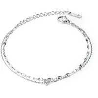 FIRETTI Schiffsankerkette Armband Edelstahl mit Zirkonia silberfarben Größe 23 cm