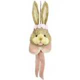 I.GE.A. Bast-Hasenkopf Dekofigur Hase Osterhase Deko Ostern Osterdeko Figur Türdeko Osterkranz Wanddeko Osterdekoration Osterhänger Osterfigur Frühlingsdeko Dekohase Skulptur Basthase Frühling