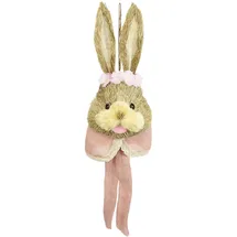 I.GE.A. Bast-Hasenkopf Dekofigur Hase Osterhase Deko Ostern Osterdeko Figur Türdeko Osterkranz Wanddeko Osterdekoration Osterhänger Osterfigur Frühlingsdeko Dekohase Skulptur Basthase Frühling