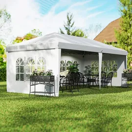 Outsunny Faltpavillon ca. 6 x 3 m Pavillon Partyzelt mit UV-Schutz, Seitenwänden