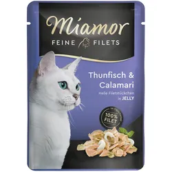 Miamor Feine Filets in Jelly 100g Frischebeutel Katzennassfutter 24 x 100 Gramm Thunfisch & Calamari