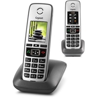 Gigaset Family - 2 DECT-Telefone schnurlos für Router - Fritzbox, Speedport kompatibel - großes Farbdisplay - Duo-Set, anthrazit-grau