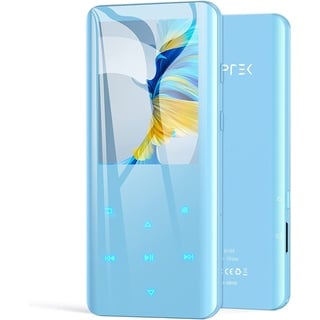 AGPTEK 32GB MP3 Player Bluetooth 5.0 mit 2,4 Zoll TFT Farbbildschirm, HiFi Musik Player mit Lautsprecher, Touch-Tasten, FM-Radio, E-Book, Aufnahme, Sleep Timer, Unterstützung bis zu 128 GB, Blau