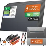 Solarway® All In One Balkonkraftwerk mit Speicher 3000W komplett Steckdose - 5,4 kWh Anker Solix 3 PRO Speicher - Solaranlage Komplettset - 500W bifaziale Solarmodule & Anker Speicher & Zubehör