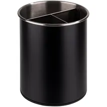 APS Besteckbehälter, drehbar, Ø 13 cm, Höhe 16,5 cm, möbelschonende Unterseite, herausnehmbarer Einteiler (3 Fächer), Edelstahl,