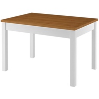 ERST-HOLZ Küchentisch Tisch 80x120 Esstisch Tischplatte Eichefarben weiße Beine Massivholz