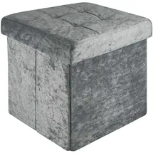 Does Not Apply INTIRILIFE Faltbarer Sitzhocker 38x38x38 cm in Samt Grau - Sitzwürfel mit Stauraum und Deckel mit Samtbezug- Sitzcube Fußablage Aufbewahrungsbox Truhe Sitzbank