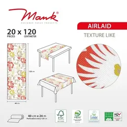 MANK Tischläufer Airlaid Mara, 40 cm x 24 m , 1 Stück - Tischtuch Blüten Blumen Lilien