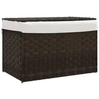 vidaXL Wäschekorb mit Deckel Dunkelbraun 55,5x35x34 cm Poly Rattan