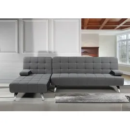 Mendler Schlafsofa HWC-K22, Couch Ecksofa Sofa, Liegefläche links/rechts Schlaffunktion 236cm Stoff/Textil dunkelgrau, schwarz - Grau