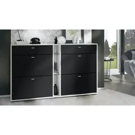 Vladon Today 155,5 x 95 x 28 cm 4 Klappen, 2 Schubladen schwarz matt / schwarz