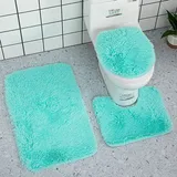 Reyox Badvorleger Set 3 Teilig, Weiche Hochflor Badematte rutschfest, Mikrofaser Flauschig Badteppich für Toilett WC Badezimmer Hellblau 3 STK