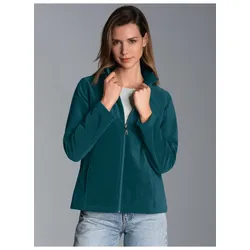 Fleecejacke TRIGEMA "TRIGEMA Taillierte Fleecejacke", Damen, Gr. M, blau (saphir), 100% Polyester, sportlich, Jacken