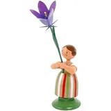 Seiffener Volkskunst Jan Legler | Wiesenblumenmädchen Blumenkinder | Handwerkskunst aus dem Erzgebirge | Holzfigur Frühlingsdeko | 12 cm | mit Wiesenglockenblume