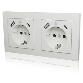 Icy Box Doppelsteckdose Unterputz IB-MPS4200W-PD Weiß 2 St.