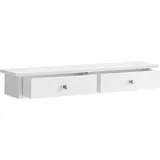 Songmics Wandregal, Schweberegal 2 Schubladen, bis 15 kg belastbar, 15 x x 10 cm, für Flur, Wohnzimmer, Büro, einfache Montage, platzsparend, modern, weiß