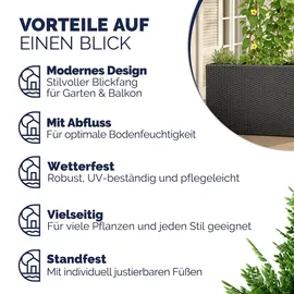 CASARIA Blumentopf 95 x 27 x 60 cm schwarz