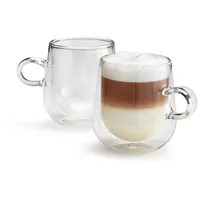 JUDGE Duo Latte Doppelwandige Kaffeegläser mit Henkel – 2 Vakuumisolierte Latte Macchiato Gläser, Hitzebeständig, 325 ml Kaffee Gläser Set