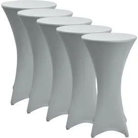 Beautissu Stehtischhusse Stretch Silber Ø 70 cm 5er Set