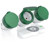 BEARWARE Außenbereich Funksteckdosen-Set 3x Outdoor Steckdosen + Fernbedienung / max. 25m