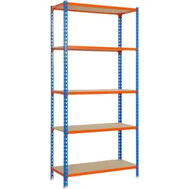 Simonrack Schwerlastregal, Lagerregal, 180x90x40 cm, Traglast pro Ebene, Blau/Orange)
