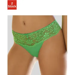String NUANCE, Damen, Gr. 36/38, grün (2xgrün), Spitze, Microtouch, Obermaterial: 85% Polyamid, 15% Elasthan, körpernah, Unterhosen, Dessous mit breitem Spitzenband