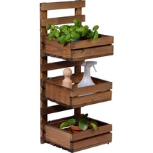 Dobar dobar® green label 58388FSCe | 3-stufige Blumenleiter für die Wandmontage | Flexibles Wandregal aus robustem Holz| Pflanztreppe für Garten/Terrasse/Balkon | 29,5 x 26,5 x 74,5 cm Braun