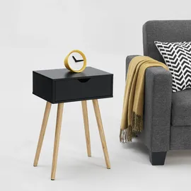 [en.casa] Nachttisch, Schwarz Holzwerkstoff, 40x60x30 cm Schlafzimmer, Nachttische