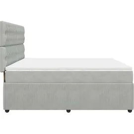 vidaXL Boxspringbett mit Matratze Hellgrau 180x200 cm Samt