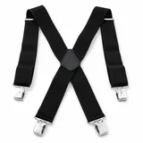 MidGard Hosenträger X-Form mit 4 extra starken Clips, 5 cm Breit, Einstellbar & Elastisch Einheitsgröße für Männer und Frauen schwarz
