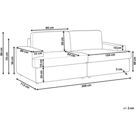 Beliani Sofa 3-Sitzer Alla Stoff Hellbeige