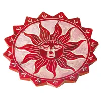 Saraswati Sonne Speckstein rot 10 cm, Räucherstäbchenhalter