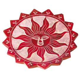Saraswati Sonne Speckstein rot 10 cm, Räucherstäbchenhalter