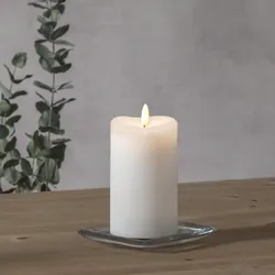 LED Stumpenkerze Flamme - Echtwachs - warmweiße 3D Flamme - H: 14cm - Batteriebe...