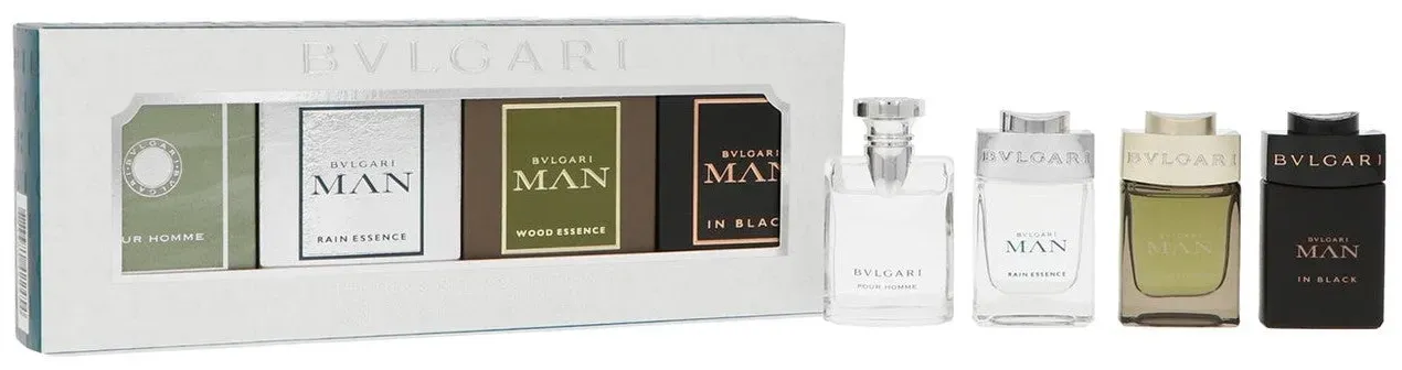 Bvlgari Mini-Set: Pour Homme Edt 5 ml + Man Wood Essence Edp 5 ml + Man In Black Edp 5 ml + Man Rain Essence Edp 5 ml
