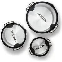 3-teilige Kochtopfset - perfekt für alle Kochfelder, 1L/4L/8L, Aluminium und Edelstahl mit Glasdeckel